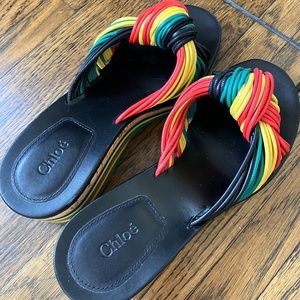 Chloe Jamaica sandals wedge mules 38 8